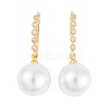 Rack Plating Brass Cubic Zirconia ABS Pearl Earring Hooks EJEW-S219-16G-03-1