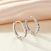 Anti-Tarnish Rhodium Plated 925 Sterling Silver Micro Pave Colorful Cubic Zirconia Hoop Earrings IY5335-2-2