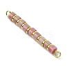 Natural Rhodonite & Electroplated Synthetic Non-magnetic Hematite Heishi Connector Charms PALLOY-JF03291-07-4