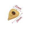 Stainless Steel Pave Natural Tiger Eye Peach Heart Connector Charms PW-WG0EEB2-03-2