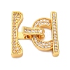 Brass Micro Pave Clear Cubic Zirconia Fold Over Clasps KK-P291-13G-1