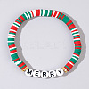 Christmas Merry Resin & Acrylic Beaded Stretch Bracelets WK2852-5-1
