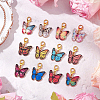2Sets Butterfly Alloy Enamel Pendant Decorations HJEW-SC0002-16-5