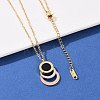 304 Stainless Steel Roman Numeral 3 Ring Pendant Necklaces NJEW-V001-06G-01-4