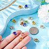 15Pcs Brass Micro Pave Cubic Zirconia with Glass Charms KK-TA0001-82-6