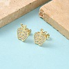 Apple Brass Micro Pave Clear Cubic Zirconia Stud Earrings EJEW-Z144-24G-2