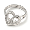 Heart with Letter Rack Plating Brass Micro Pave Cubic Zirconia Adjustable Rings for Women RJEW-I105-06P-A-2