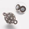 Alloy Rhinestone Magnetic Clasps with Loops RB-H116-2-B-2