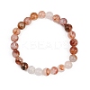 Natural Red Hematoid Quartz Round Beads Stretch Bracelets for Men Women BJEW-JB12395-2