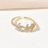 304 Stainless Steel Cubic Zirconia Cuff Open Rings for Women RJEW-Z122-02G-04-2