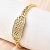 Brass Micro Pave Clear Cubic Zirconia Link Bracelets BJEW-F498-02B-G-1