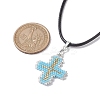 Glass Seed Cross Pendant Necklaces NJEW-MZ00025-02-3
