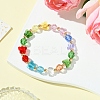 Butterfly & Faceted Round Glass & Brass Beaded Stretch Bracelets for Women BJEW-FS00005-3