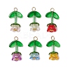 Transparent Acrylic Bead Caps with Tibetan Style Alloy Daisy Spacer Beads and Spray Painted Transparent Glass Beads and ABS Plastic Imitation Pearl Beads Pendants PALLOY-JF03630-1