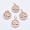 Brass Micro Pave Clear Cubic Zirconia Charms ZIRC-J040-10RG-NR-1