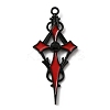Jet Rhinestone Cross Pendant with Red Enamel ENAM-WH0001-06EB-03-1