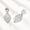 304 Stainless Steel Hammered Textured Leaf Dangle Stud Earrings EJEW-K268-44P-3