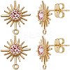 10Pcs Brass with Pink Cubic Zirconia Stud Earring Findings KK-BBC0013-36-1