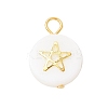 3Pcs 3 Styles Natural Freshwater Shell Flat Round Charms PALLOY-JF04018-02-3