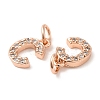 Brass Micro Pave Grade AAA Cubic Zirconia Charms ZIRC-P067-11RG-C-NR-3