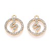 Rack Plating Alloy Rhinestone Pendants PALLOY-T091-21M-G-2