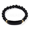 Natural Obsidian Beads Stretch Bracelets BJEW-T022-04A-2