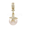 Brass Micro Pave Clear Cubic Zirconia European Dangle Charms PALLOY-JF05895-01-2