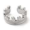 Non-Tarnish 304 Stainless Steel Leaf Open Cuff Ring for Women RJEW-I098-14P-2