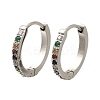 304 Stainless Steel Micro Pave Cubic Zirconia Huggie Hoop Earrings EJEW-C096-01J-P-2