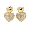 Brass Micro Pave Clear Cubic Zirconia Stud Earrings for Women EJEW-U034-01G-01-4