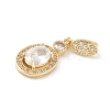 Oval Brass Micro Pave Cubic Zirconia Pendants KK-M326-15G-2