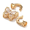 Brass Micro Pave Clear Cubic Zirconia Fold Over Clasps KK-U037-11G-02-2