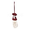 Cotton Cord with Wood Bead Pendant Decorations HJEW-JM04096-2