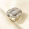 304 Stainless Steel with Natural Shell Cuff Open Rings for Women YV4206-1-1