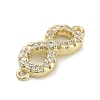 Brass Pave Clear Cubic Zirconia Infinity Connector Charms KK-M293-46G-2