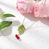 Handmade Glass Seed Beaded Leaf Shape Pendant Brass Cable Chain Necklaces for Women NJEW-MZ00127-01-1