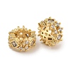 Brass Micro Pave Clear Cubic Zirconia Rondelle European Beads KK-U030-05G-1