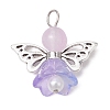 Pearlized Glass Pearl Bead Pendants PALLOY-JF03205-04-3