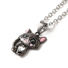 Alloy Rhinestone Cat Pendant Necklace LS-NJEW-A017-01P-01-1
