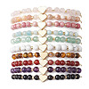 Heart Natural Gemstone Round Beads Braided Nylon Thread Bracelets for Women BJEW-MZ00166-2