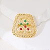 Abstract Vintage Trapezoid Brass Colorful Rhinestones Women's Ring NK9373-1