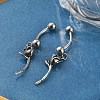 Rose 316 Surgical Stainless Steel Dangle Belly Button Rings EJEW-G416-01AS-1