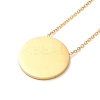 304 Stainless Steel Flat Round Pandant Necklace for Women NJEW-O126-01G-01-3