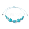 Heart Synthetic Turquoise Braided Bead Bracelets BJEW-JB09822-1