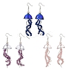 Dyed Natural Malaysia Jade Jellyfish Dangle Earrings for Women EJEW-JE07484-2