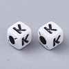 White Opaque Acrylic Beads MACR-R869-02K-2