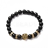 Energy Natural Black Stone Stretch Bracelets Set for Men Women BJEW-JB06722-4