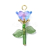 Flower Transparent Glass & Golden Pendants PALLOY-TA00098-2
