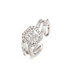 Brass Micro Pave Cubic Zirconia Cuff Rings for Women RJEW-Z113-51P-2