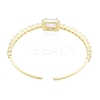 Cubic Zirconia Rectangle Open Cuff Bangle BJEW-G651-05G-01-2